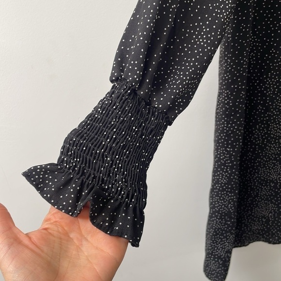 If she loves longsleeve short white black polka dot dress tie scarf size S - Picture 3 of 14